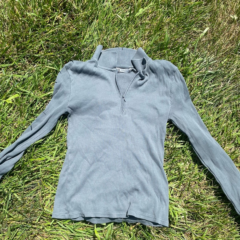 Zara fitted top zip-up collard